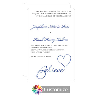 Rounded Believe Swirly 5 x 7.875 Flat Wedding Invitation Card
