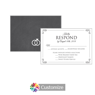 Rings of Love Chalkboard 5 x 3.5 RSVP Enclosure Card - Dinner Choice
