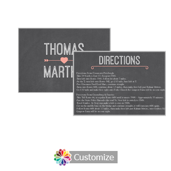 Hearts of Love Chalkboard Style 5 x 3.5 Directions Enclosure Card