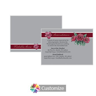 Floral Sweet Botanical Rose 5 x 3.5 Accommodations Enclosure Card