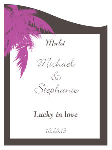 Caribbean Beach Wine Wedding Labels