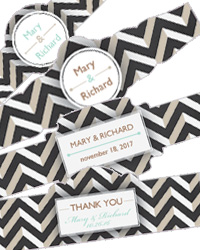 Chalkboard Chevron Cigar Band Wedding Labels