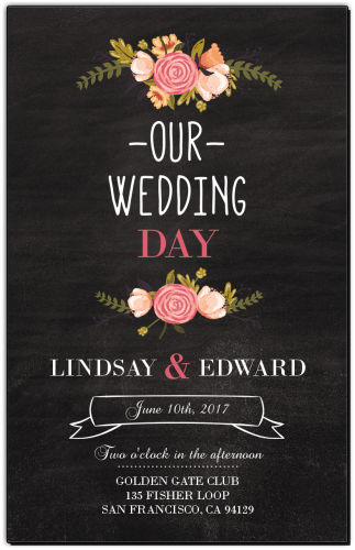 Chalkboard Floral Wedding Invitations