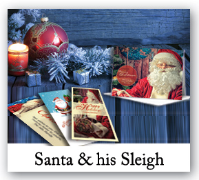 Christmas Santa Claus and Sleigh Cards