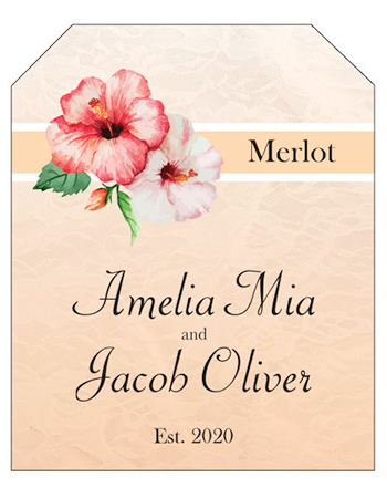 Coralbell Lace Wine Wedding Labels