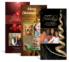 4" x 8" Decorated Tree Christmas Cards with photo - family style