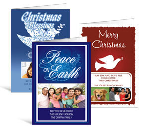5.50" x 7.875" Folded Doves Christmas Cards with Photo - family style