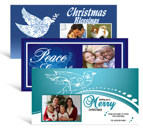 8" x 4" Doves Christmas Cards with photo - family style