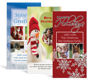 4" x 8" Frosty and Snow Christmas cards with photo - family style