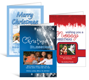 5.50" x 7.875" Folded Frosty and Snow Christmas Cards with Photo - family style