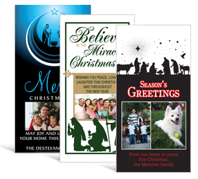 4" x 8" Nativity Christmas cards with photo - family style