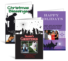 5.50" x 7.875" Folded Nativity Christmas Cards with Photo - family style