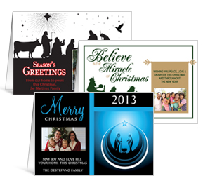 7.875" x 5.50" Folded Nativity Christmas Cards with Photo - family style