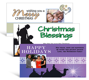 8" x 4" Nativity Christmas cards with photo - family style