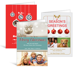 5.50" x 7.875" Folded Ornaments Christmas Cards with Photo - family style