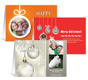 7.875" x 5.50" Folded Ornaments Christmas Cards with Photo - family style