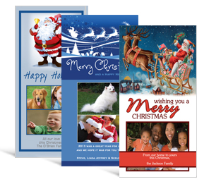 4" x 8" Santa Claus Christmas Cards with photo - family style