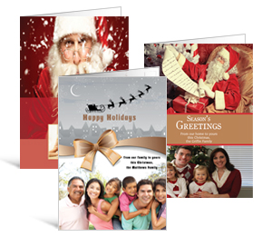 5.50" x 7.875" Folded Santa Claus Christmas Cards with Photo - family style