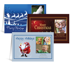 7.875" x 5.50" Folded Santa Claus Christmas Cards with Photo - family style
