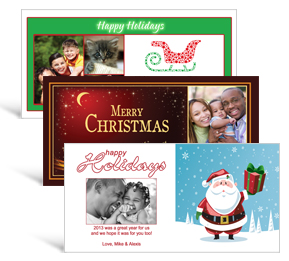 8" x 4" Santa Claus Christmas Cards with photo - family style