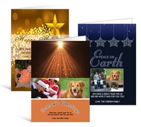 5.50" x 7.875" Folded Shining Stars Christmas Cards with Photo - family style