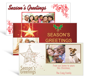 8" x 4" Shining Stars Christmas Cards with photo - family style