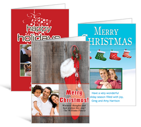 5.50" x 7.875" Folded Stockings Christmas Cards with Photo - family style