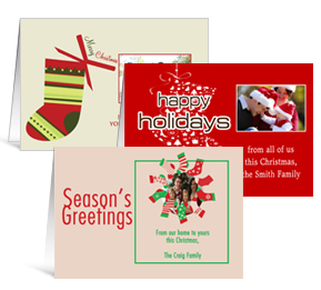 7.875" x 5.50" Folded Stockings Christmas Cards with Photo - family style