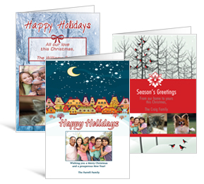5.50" x 7.875" Folded Winter Scenes Christmas Cards with Photo - family style
