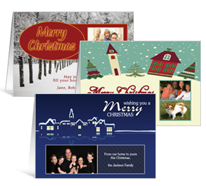 7.875" x 5.50" Folded Winter Scenes Christmas Cards with Photo - family style