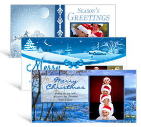 8" x 4" Winter Scenes Christmas Cards with photo - family style