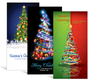 4" x 8" Decorated Tree Holiday Greeting Cards - business style