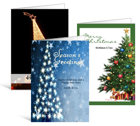 5.50" x 7.875" Folded Decorated Tree Holiday Greeting Cards - Business Style