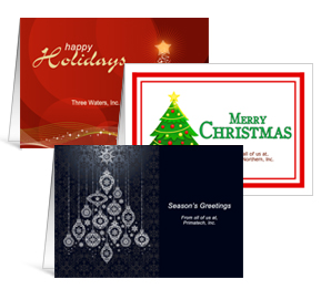 7.875" x 5.50" Folded Decorated Tree Holiday Greeting Cards - Business Style