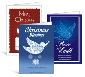5.50" x 7.875" Folded Doves Holiday Greeting Cards - Business Style