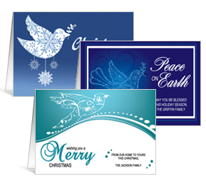 7.875" x 5.50" Folded Doves Holiday Greeting Cards - Business Style