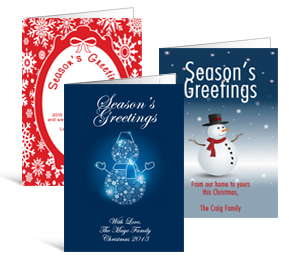 5.50" x 7.875" Folded Frosty and Snow Holiday Greeting Cards - Business Style