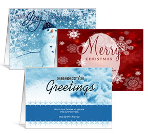 7.875" x 5.50" Folded Frosty and Snow Holiday Greeting Cards - Business Style