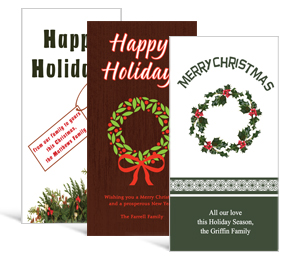 4" x 8" Wreaths, Holly Berries and Mistletoe Holiday Greeting Cards - business style