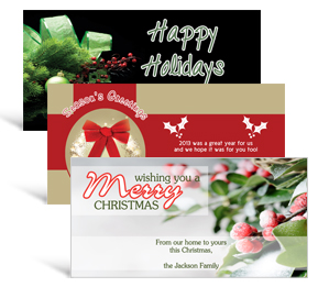 8" x 4" Wreaths, Holly Berries and Mistletoe Holiday Greeting Cards - business style