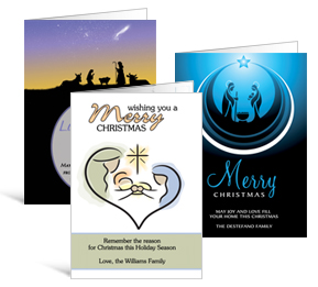 5.50" x 7.875" Folded Nativity Holiday Greeting Cards - Business Style
