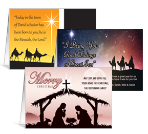 7.875" x 5.50" Folded Nativity Holiday Greeting Cards - Business Style