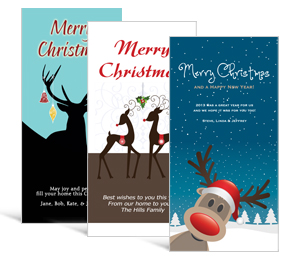 4" x 8" Rudolph and Reindeer Holiday Greeting Cards - business style