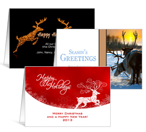 7.875" x 5.50" Folded Rudolph and Reindeer Holiday Greeting Cards - Business Style