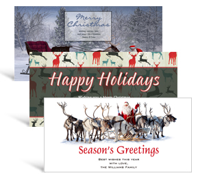 8" x 4" Rudolph and Reindeer Holiday Greeting Cards - business style