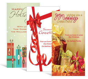 4" x 8" Presents, Ribbons and Bows Holiday Greeting Cards - business style