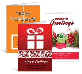 5.50" x 7.875" Folded Presents, Ribbons and Bows Holiday Greeting Cards - Business Style