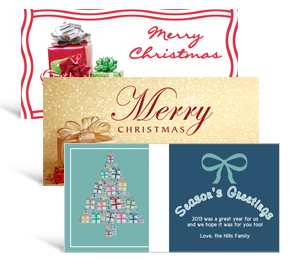 8" x 4" Presents, Ribbons and Bows Holiday Greeting Cards - business style