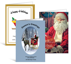 5.50" x 7.875" Folded Santa Claus Holiday Greeting Cards - Business Style