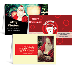 7.875" x 5.50" Folded Santa Claus Holiday Greeting Cards - Business Style